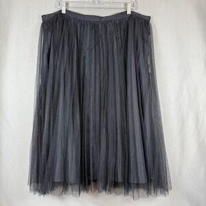 Whimsy Goth Sheer Romantic Adrianna Papell Midi Skirt Pleated Tulle Size 18W